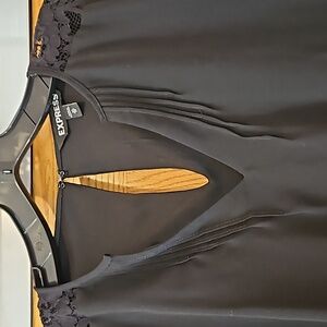 Express Long Sleeve Black Mini Dress with Lace Details Size XS